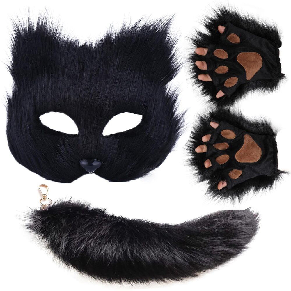 7692 Therian Mask And Tail Set For Girls Halloween - Cat, Fox,